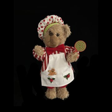 PUPAZZO ORSACCHIOTTO PASTICCIERE CON GREMBIULE H 40CM