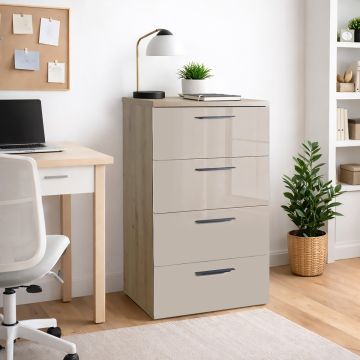 CASSETTIERA MOD. SPOSAMI CM 69.4X44.4 H.108.32 ROVERE ARTISAN/CASHMERE LUCIDO
