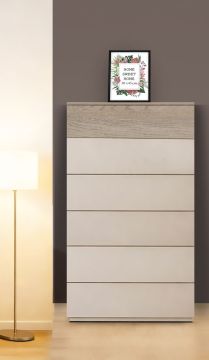 CASSETTIERA MOD. FAVORITA CM 70X44.4 H.119.4 CASHMERE OPACO E ROVERE GESSATO 