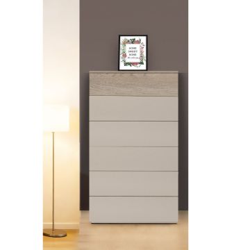 CASSETTIERA MOD. FAVORITA CM 70X44.4 H.119.4 CASHMERE OPACO E ROVERE GESSATO 