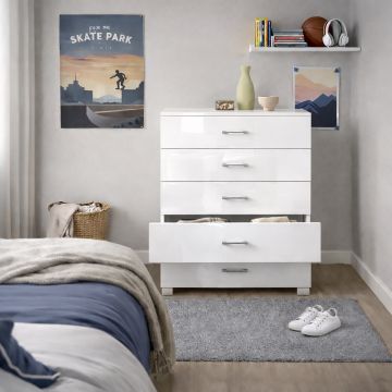 CASSETTIERA CM 80X44 H. 104 BIANCO LUCIDO