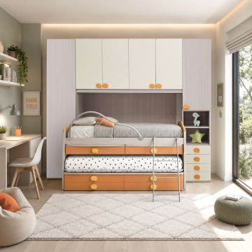 CAMERETTA GIESSEGI A PONTE MOD. JOB CENERE WOOD PANNA E ALBICOCCA