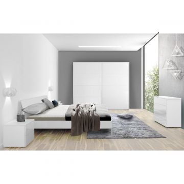 CAMERA DA LETTO IN LAMINATO BIANCO LUCIDO