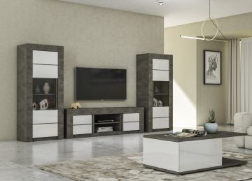 COMPOSIZIONE MOD. CAPRI ACCIAIO OSSIDO E BIANCO LUCIDO
