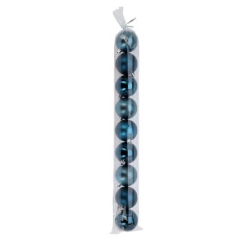 SET 9 SFERE DI PLASTICA BLU NOTTE LUCIDE/OPACHE/GLITTERATE DIAM. 6CM