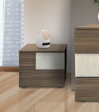 COMODINO OSLO CM 55.2X46.2 H.44.5 OSSIDATO NOCE E CALCE