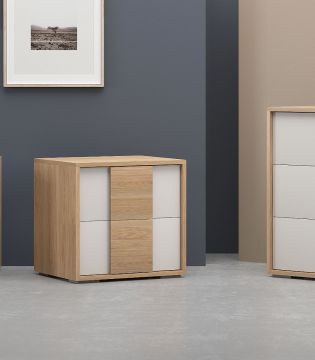 COMODINO SQUARE CM 53X47 H.53 NOCE E CANAPA