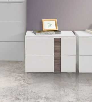 COMODINO MOD. RIVA CM 55.2X45.2 H.44.5 SNOW E OSSIDATO NOCE