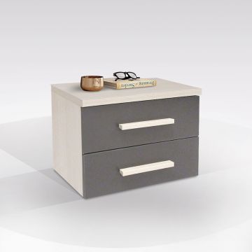 COMODINO CM 46X45 H. 37 LAMINATO NORDICO E GRAFITE