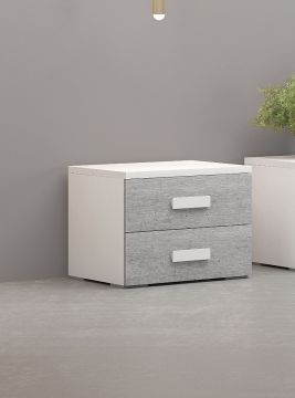 COMODINO PRIME BIANCO FRASSINATO E CEMENTO 