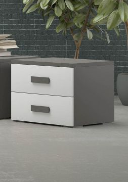 COMODINO ASIA FANGO E BIANCO FRASSINATO 