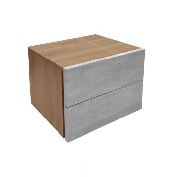 COMODINO DOVER NOCE CON FRONTALI CEMENTO