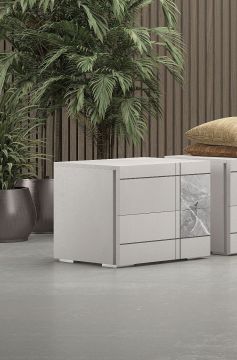 COMODINO ATHENA SPATOLATO CON SERIGRAFIA EFFETTO MARMO