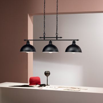SOSPENSIONE CHARLESTON NERO 99X26 H. 120CM - 3XE27