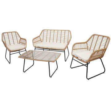 SALOTTO GIARDINO IN POLIRATTAN - DIVANETTO + 2 POLTRONE + TAVOLINO