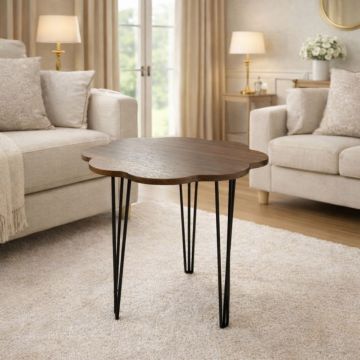 TAVOLINO IN FERRO NERO CON PIANO IN MDF CM 50X59