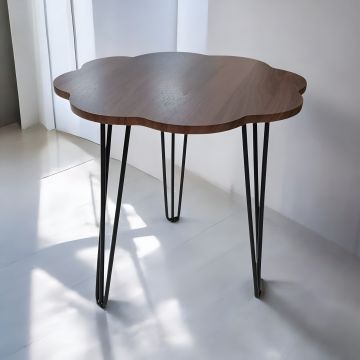 TAVOLINO IN FERRO NERO CON PIANO IN MDF CM 50X48 