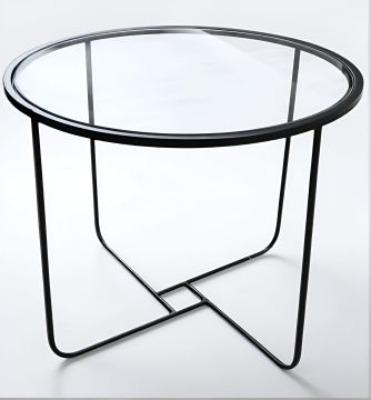TAVOLINO IN METALLO NERO CON PIANO IN VETRO CM 55X45 