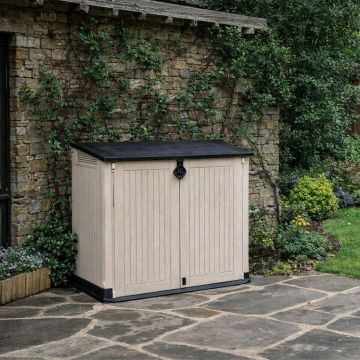 PORTA ATTREZZI DA ESTERNO MOD. STORE-IT-OUT MIDI CM 132X71.5 H. 113.5 BEIGE/MARRONE