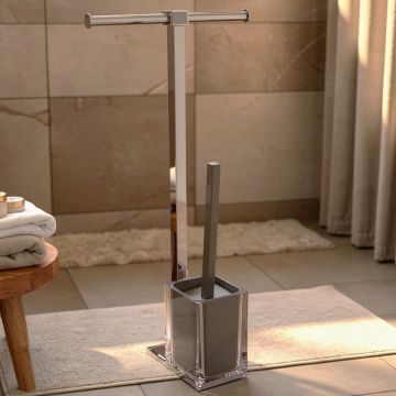 LINEA RAINBOW - PIANTANA PORTA ROTOLO E PORTA SCOPINO ARGENTO