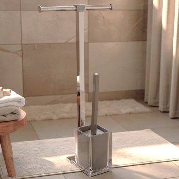 LINEA RAINBOW - PIANTANA PORTA ROTOLO E PORTA SCOPINO ARGENTO