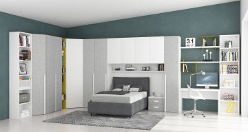 CAMERETTA HABITAT BIANCO FRASSINATO E CEMENTO