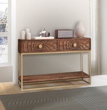 CONSOLLE MOD. SBJ-05 IN LEGNO DI ACACIA E METALLO