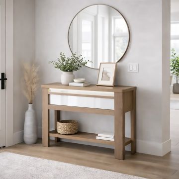 CONSOLLE MOD. PALAZZO CM 120 ROVERE WELLINGTON E BIANCO LUCIDO