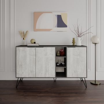 CREDENZA CLARA RETRO GREY E ANCIENT WHITE