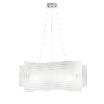 SOSPENSIONE CONCEPT BIANCO E CROMO 60X20 H. 130CM - 4XE27 MAX 60W 