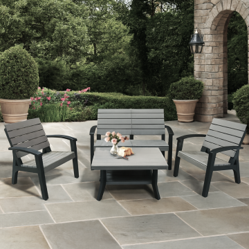 SALOTTO DA ESTERNO IN POLIPROPILENE NERO E TORTORA