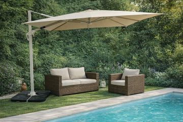 OMBRELLONE A BRACCIO MOD. ROMA CON LED MT 3X3 BEIGE