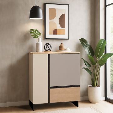 CREDENZA MOD. GIORNO PER GIORNO CM 92X42.3 H. 107.2 ROVERE NODATO/CRETA/FANGO