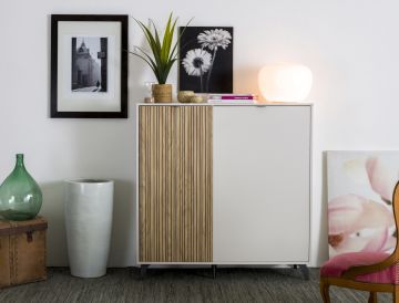 CREDENZA MOD. I LAGO CM 123.2X40.7 H.125.6 CASHMERE E ROVERE CANNETTATO