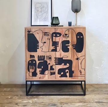 CREDENZA MOD. SGP-11 CM 80X40 H.90 IN LEGNO DI ACACIA TINTA NATURALE 