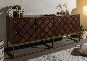 CREDENZA MOD. SEPC-1694 CM 175X40 H.76 IN LEGNO DI MANGO TINTA NOCE