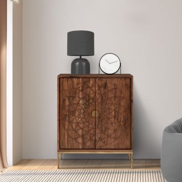 CREDENZA MOD. SBJ-09 CM 75X40 H.90 IN LEGNO DI ACACIA E METALLO