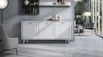 CREDENZA MOD. FOSTER ART. 213240900 FE BIANCA FRASSINATO C/PIEDE METALLO