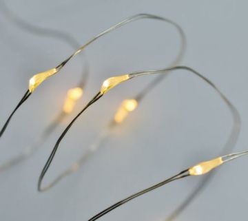 20 NANOLED LUCE CALDA FISSA A BATTERIA BOTTONE USO INTENRO 2M