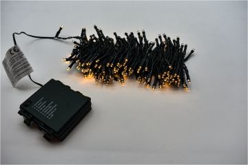 LUCE DI NATALE A LED CON 192 LUCI BIANCO CALDO - GIOCHI DI LUCI CON TIMER - 14,30MT - INTERNO ED ESTERNO - A BATTERIA