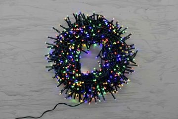 LUCI DI NATALE 800 MICROLED MULTICOLOR GIOCHI LUCE MEMORY CON TRASFORMATORE 16+2MT 