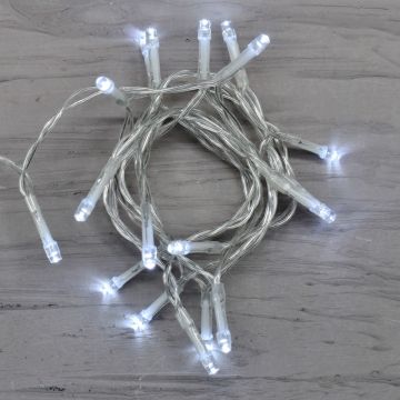 20 LED BIANCO FREDDO LUCE FISSA A BATTERIA 1.90+0.15MT