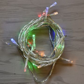 LUCI DI NATALE 20 LED MULTICOLOR LUCE FISSA A BATTERIA 1.90+0.15MT