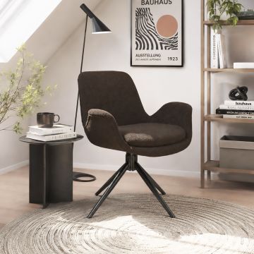 POLTRONCINA GIREVOLE NERA CM 69X65 H. 82 IN TESSUTO CAFFE'