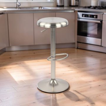 SGABELLO REGOLABILE IN METALLO INOX SATINATO 