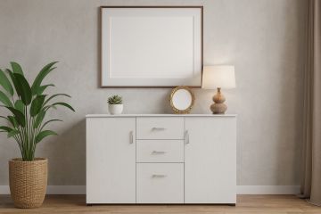 CREDENZA CM 120X40 H. 82.5 ROVERE SBIANCATO