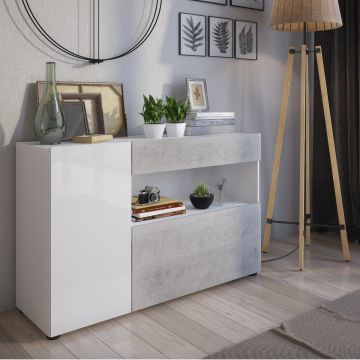 CREDENZA JOHNNY BIANCO E CEMENTO