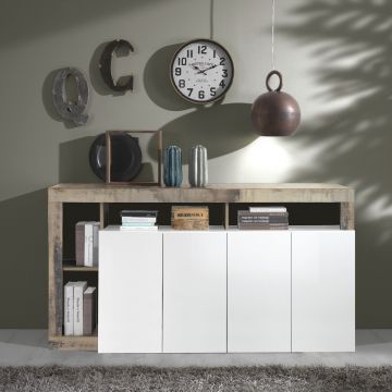 CREDENZA HAMBURG 4 ANTE BIANCO LUCIDO E PERO