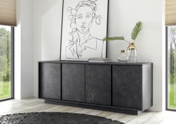 CREDENZA CARRARA EFFETTO MARMO NERO