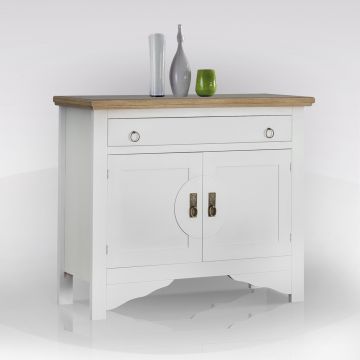 CREDENZA ART.3960 COL.26 BIANCA CERATO CON TOP NATURALE